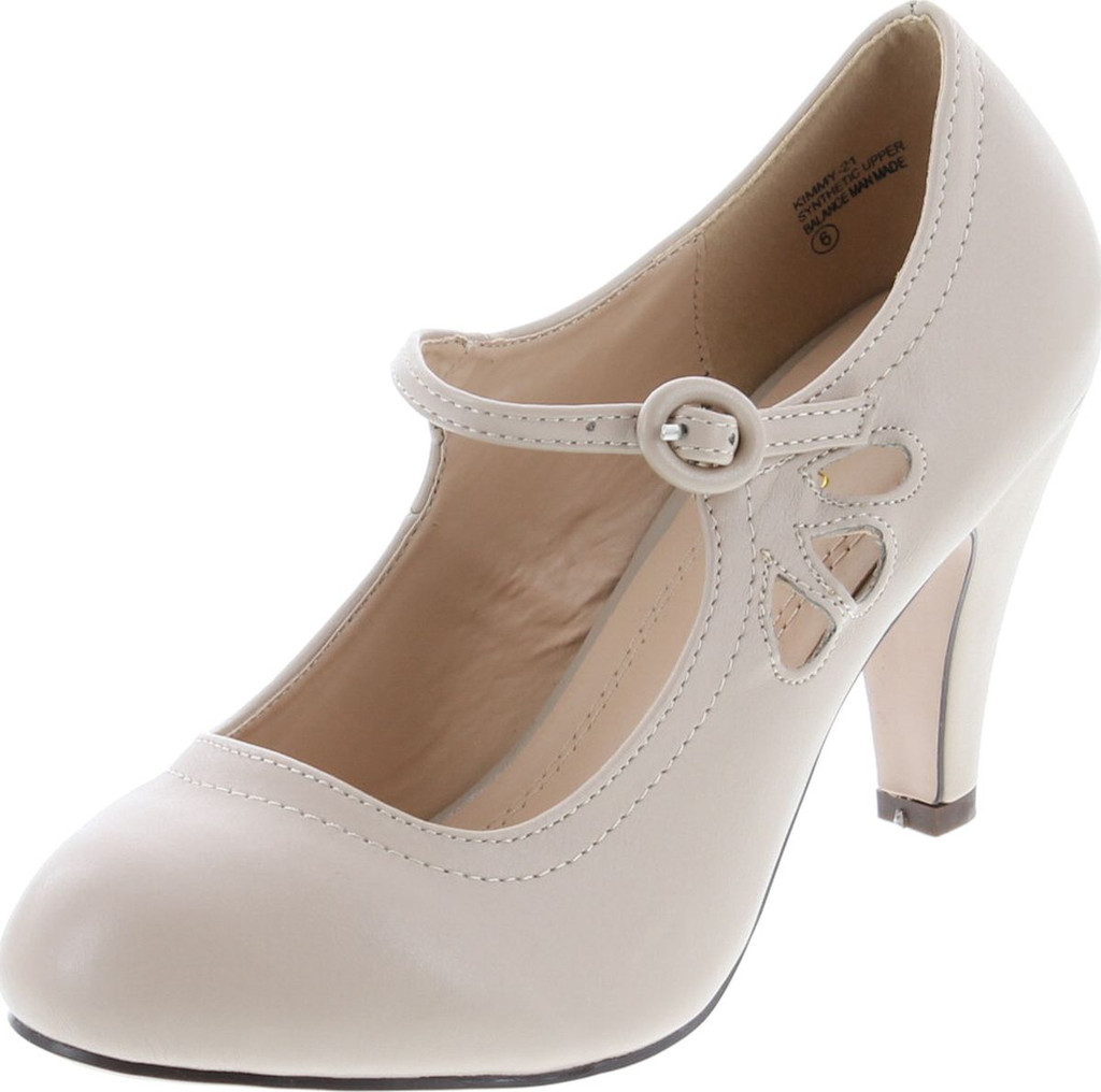Chase & Chloe Kimmy-21 Womens Round Toe Mid Heel Mary Jane Pumps-Shoes Pumps