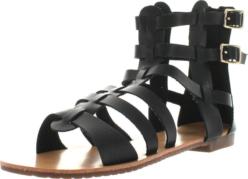 De Blossom Xara-4 Vegan Leather Casual High Strappy Gladiator Flat Sandal Silver