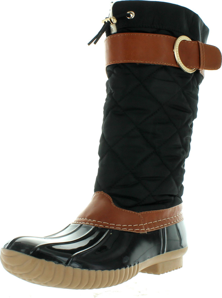 Ny Vip Women's Tall Duck Boot Rain & Snow Boot With Sherpa Lining And Quilted Canvas Upper