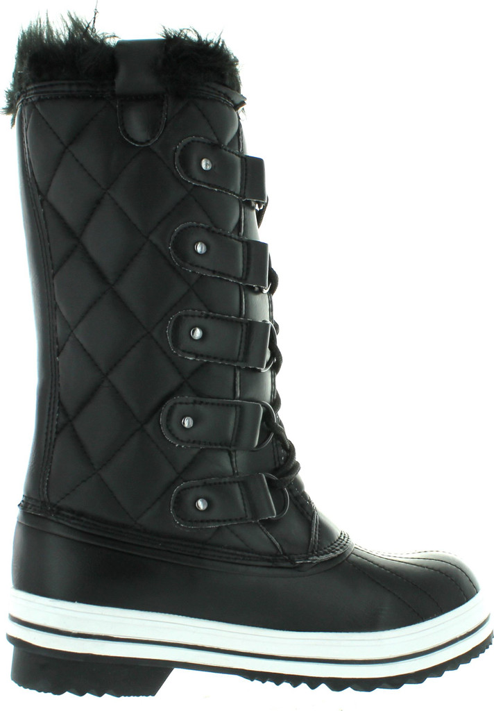 Nature Breeze Frost-03 Women's Lace Up Waterproof Quilted Mid Calf Weather Snow Boots