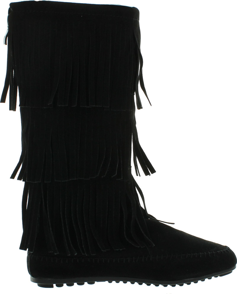 Nature Breeze Womens Cherokee-03 Fringe Mocassin Faux Suede Boots