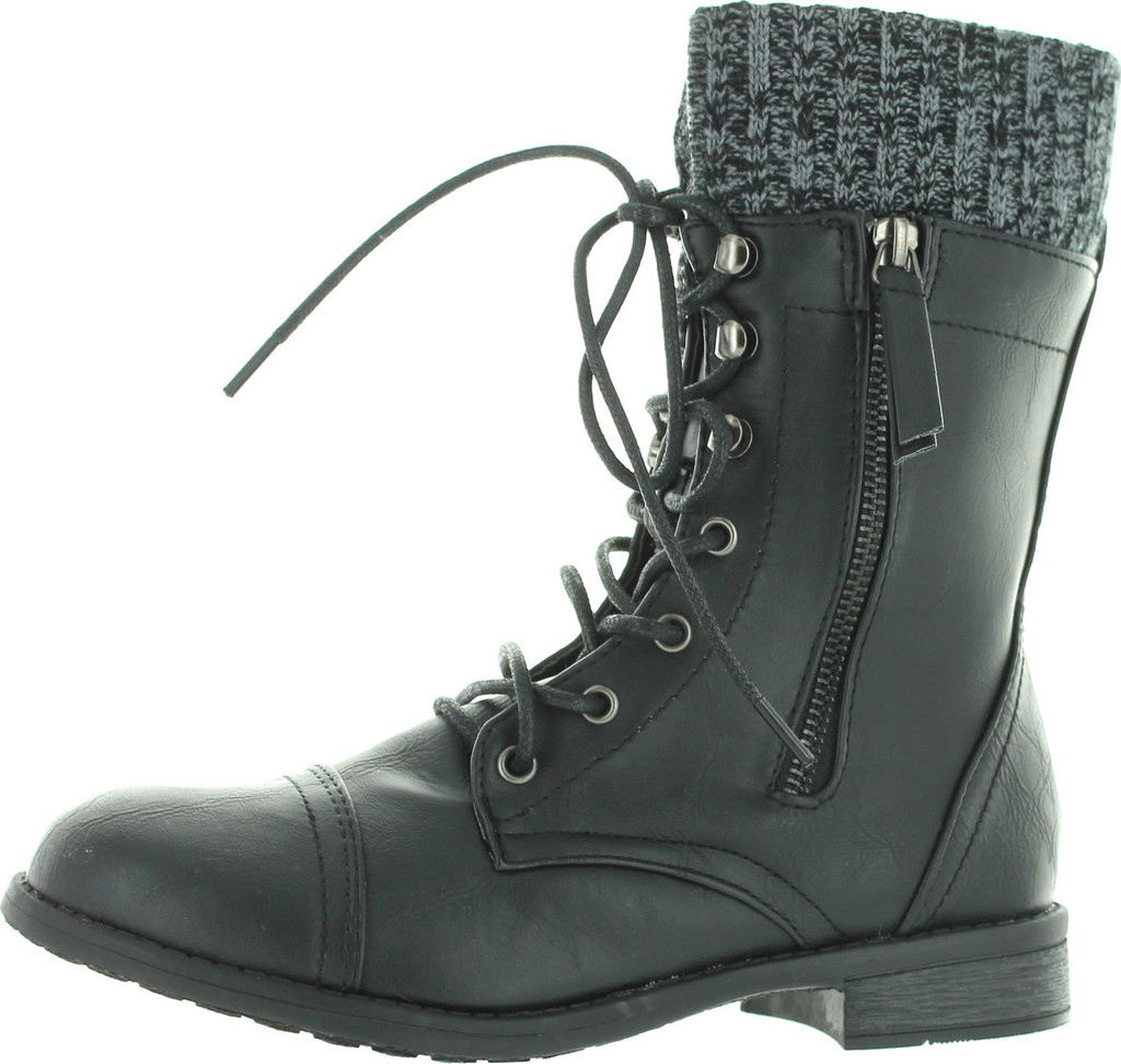 sweater cuff combat boots