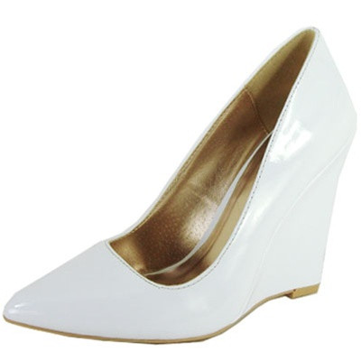 Qupid Meester-01 Single Sole Pointy Toe Wedge Heel Pump