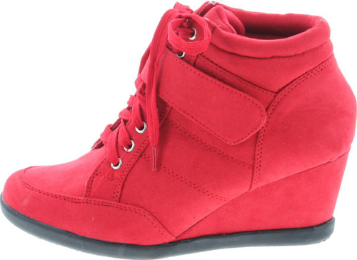 Forever Womens Peggy-51 Hot Fashion Lace Up Wedge Sneakers Casual Shoes