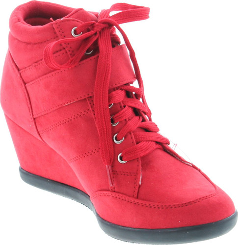 Forever Womens Peggy-51 Hot Fashion Lace Up Wedge Sneakers Casual Shoes