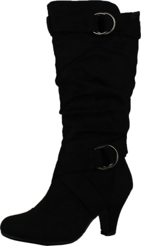 Maggie-38 Women Knee High Kitty Heels Wide Shaft Boots