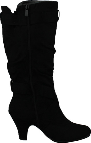 Maggie-38 Women Knee High Kitty Heels Wide Shaft Boots