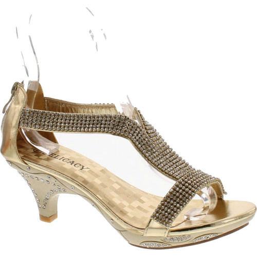 Delicacy Women Lety73 Rhinestone T-Strap Evening Dancing Dress Low Heel Sandals