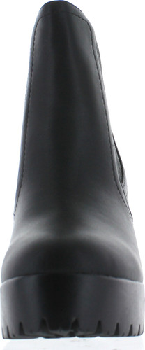 Delicious Women's Semper Faux Leather Closed Toe Elastic Side Panel Lug Platform High Heels Ankle Bootie