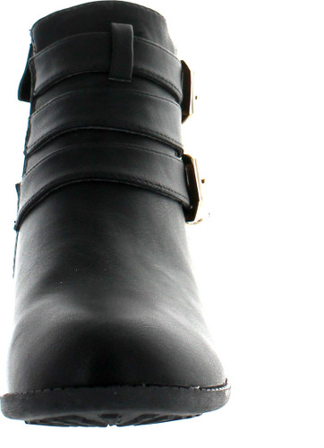 Top Moda Cl-14 Women's Buckle Straps Stacked Low Heel Ankle Booties