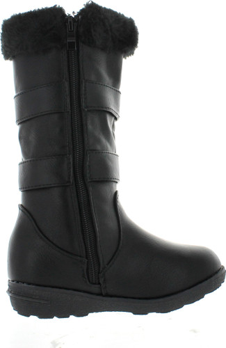 Lucky Top Youth-1K Children Girl's Low Heel Double Buckle Knee High Snow Boots
