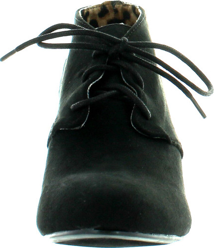 Qupid Women's Valley-01 Hidden Wedge Ankle Round Toe Lace Up Bootie