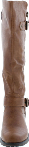 Nature Breeze Vivienne-01 Studded Quilted Leatherette Buckle Round Toe Motorcycle Boots