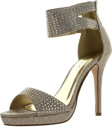Bonnibel Bling-1 Womens Glitter Stiletto Ankle Cuff Back Zip Dress Sandals