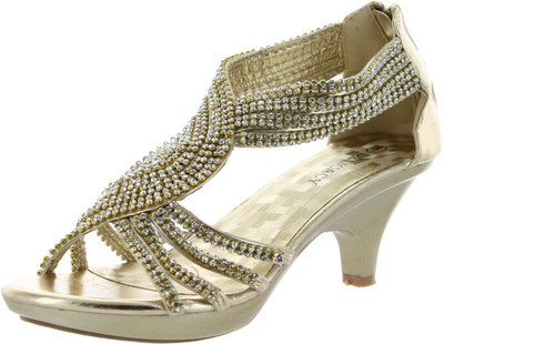 Delicacy Womens Angel-37 Strappy Rhinestone Dress Sandal Low Heel Shoes