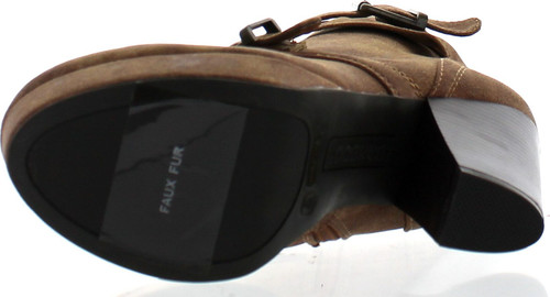 Bamboo Womens Huxley-15 Almond Toe Strappy Buckle Platform Block Heel Ankle Bootie