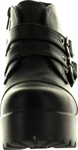 Static Footwear Hayden-3 Women Round Toe Buckle Strap Side Zip Platform Chunky Ankle Booties