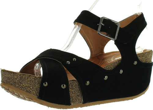 Forever Freya-23 Womens Cork Look Platform Ankle Strap Low Wedge Sandals