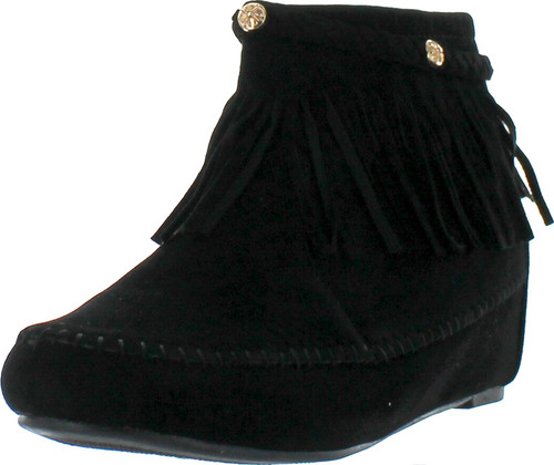 Bella Marie Campus-28 Womens Round Toe Moccasin Ankle High Faux Suede Boots