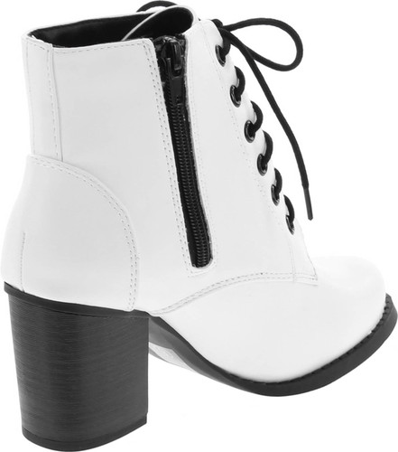 Soda Women Korman Cute Chunky Lace Up Leatherette Zipper Ankle Bootie