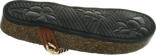 Wild Rose Womens Candice-06 Toe Strap Chained Slip On Footbed Flat Platform Sandals