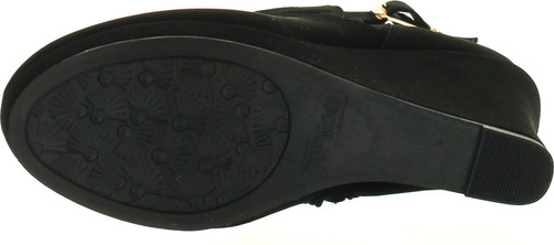 Top Moda Cotton 16 Womens Buckle Wedge Ankle Booties Black