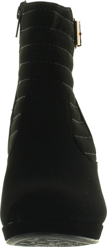 Top Moda Cotton 16 Womens Buckle Wedge Ankle Booties Black