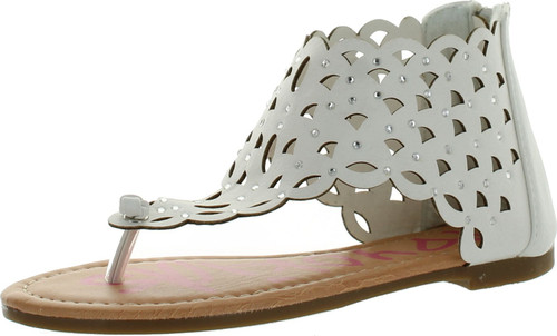 Yokids Karylle-82 Perforated Closed Flat Thong Girls Sandals With Rhinestones
