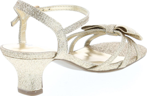 Soda Girls Girly-2 Metallic Glitter Open Toe Bow Slingback Small Block Heel Sandals