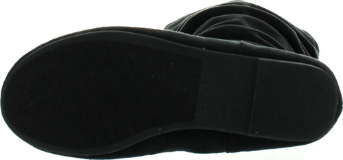 Soda Zuluu-2 Soda Girls Fashion Slouchy Knee-High Flat Boots With Side Zipper In Black Faux Suede
