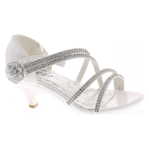 Forever Glamour-28 Kids Rhinestone Flower Sparkling Bling Heel Designed Dress Sandals