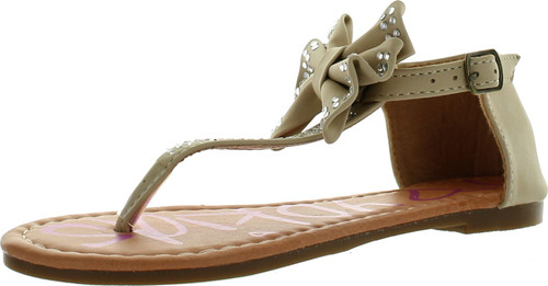 Yokids Amanda-15 Little Girls Flat Thong Sandals With Bow And Rhinestones