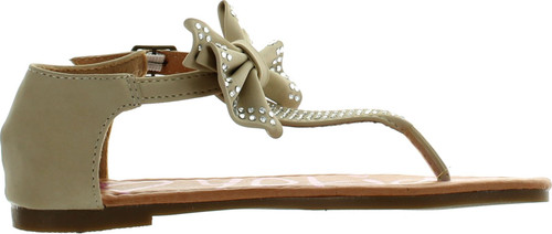 Yokids Amanda-15 Little Girls Flat Thong Sandals With Bow And Rhinestones