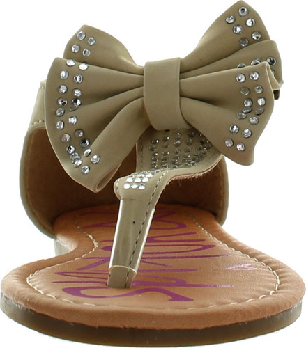 Yokids Amanda-15 Little Girls Flat Thong Sandals With Bow And Rhinestones