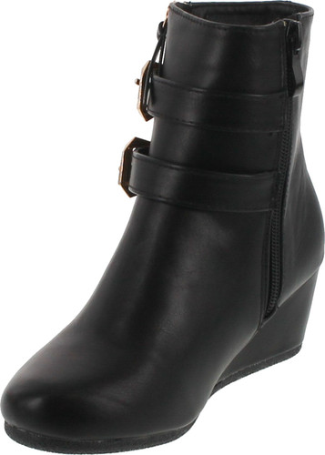 Link Peggy-90K Children Girl's Wedge Heel Double Straps High Top Ankle Booties