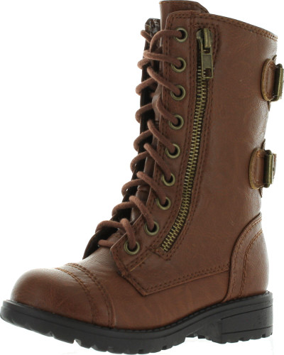 Soda Girls Kids Dome-2S Lace Up Military Combat Boots