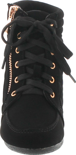 Link Peggy-63K Children Girl's Wedge Heel Lace Up Diamond Shape Quilted Sneakers