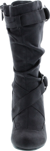 Link Pauline-39K Jr Girls Slouch Buckle High Heel Mid Calf Boots