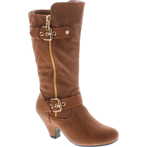 Link Pauline-39K Jr Girls Slouch Buckle High Heel Mid Calf Boots