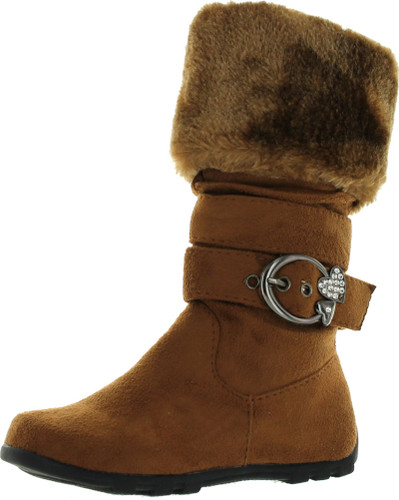 New Girls Slouch Comf Tall Midcalf Suede Winter Boots Shoes