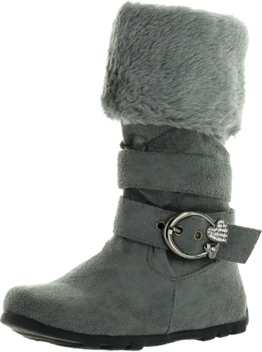 New Girls Slouch Comf Tall Midcalf Suede Winter Boots Shoes