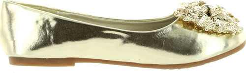 Jelly Beans Girls Eta Round Toe Ballet Ballerina Flat Sequined Bow Accent
