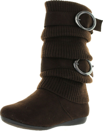 Lucky Top Girls Bank-21K Slouch Double Buckle Suede Boots With Zipper