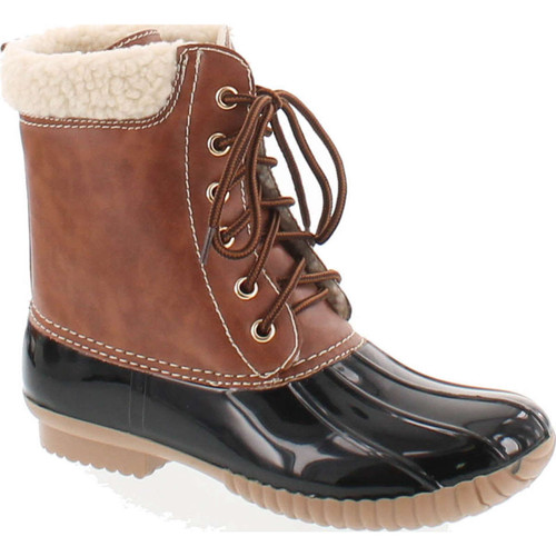 Axny Dylan-3 Women's Two Tone Lace Up Ankle Rain Duck Boots One Size Small