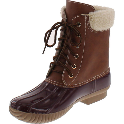Axny Dylan-3 Women's Two Tone Lace Up Ankle Rain Duck Boots One Size Small