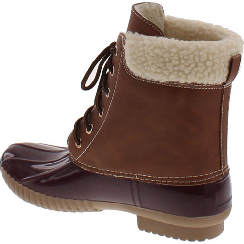 Axny Dylan-3 Women's Two Tone Lace Up Ankle Rain Duck Boots One Size Small