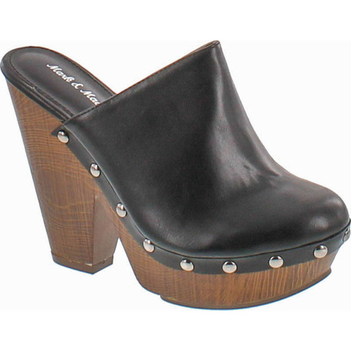 Mark And Maddux Antonio-06 Wood Effect Platform Women's Clogs In Black