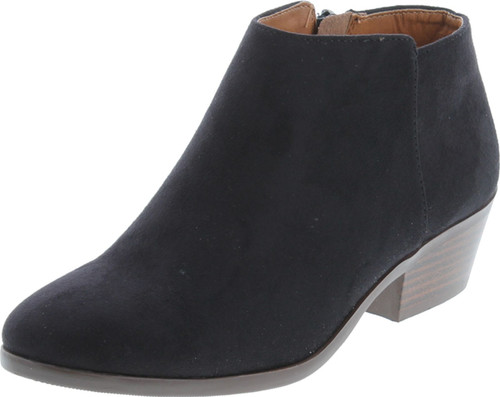 Soda Women's Mug Round Toe Faux Suede Stacked Heel Western Ankle Bootie