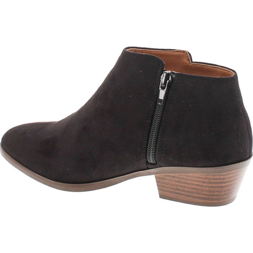 Soda Women's Mug Round Toe Faux Suede Stacked Heel Western Ankle Bootie