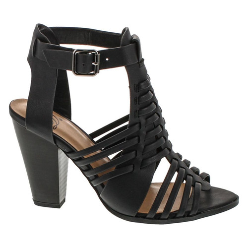 Delcious Women's Aliya Strappy Gladiator Open Toe Stacked Heel Sandal